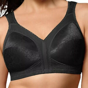 Playtex 18 Hour Bra 4693 Wire Free Size 44C Black 4 Way Support Shoulder Comfort